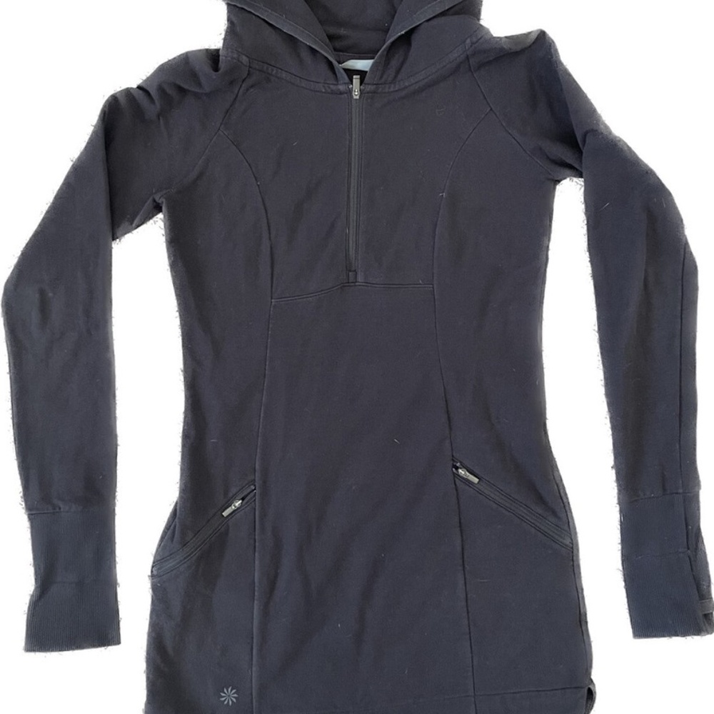 Athleta S 1/4 Quarter Zip Hooded Long Sleeve Running Pullover Top